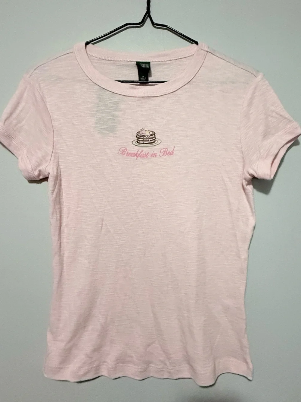 NWT Wild Fable Light Pink Size M Short Sleeve Sleep Tee with Pancake on front.